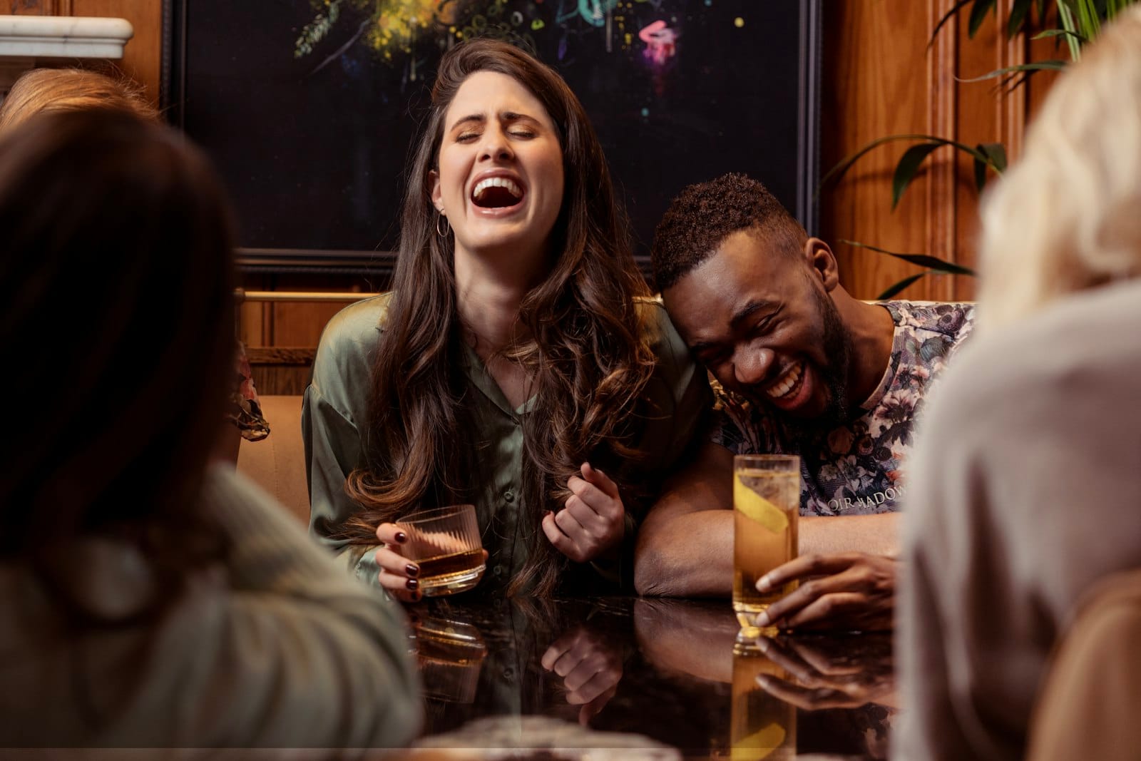 Friends dining out together at a restaurant