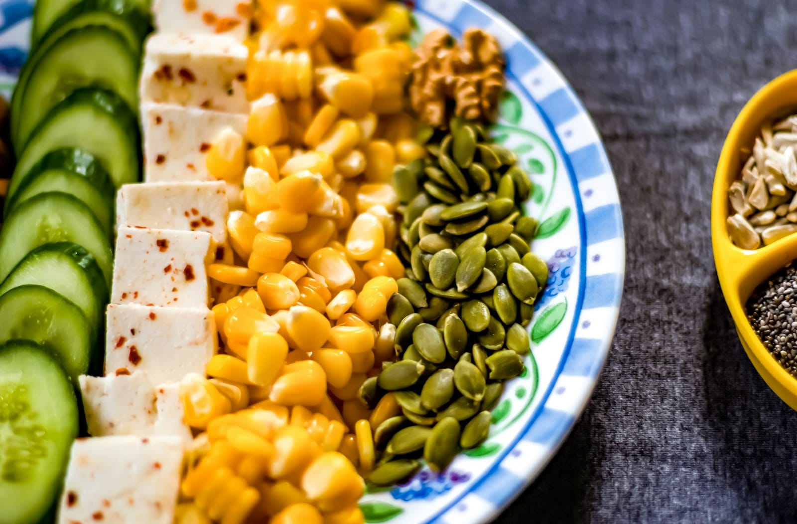 High-protein vegan foods like tofu and legumes