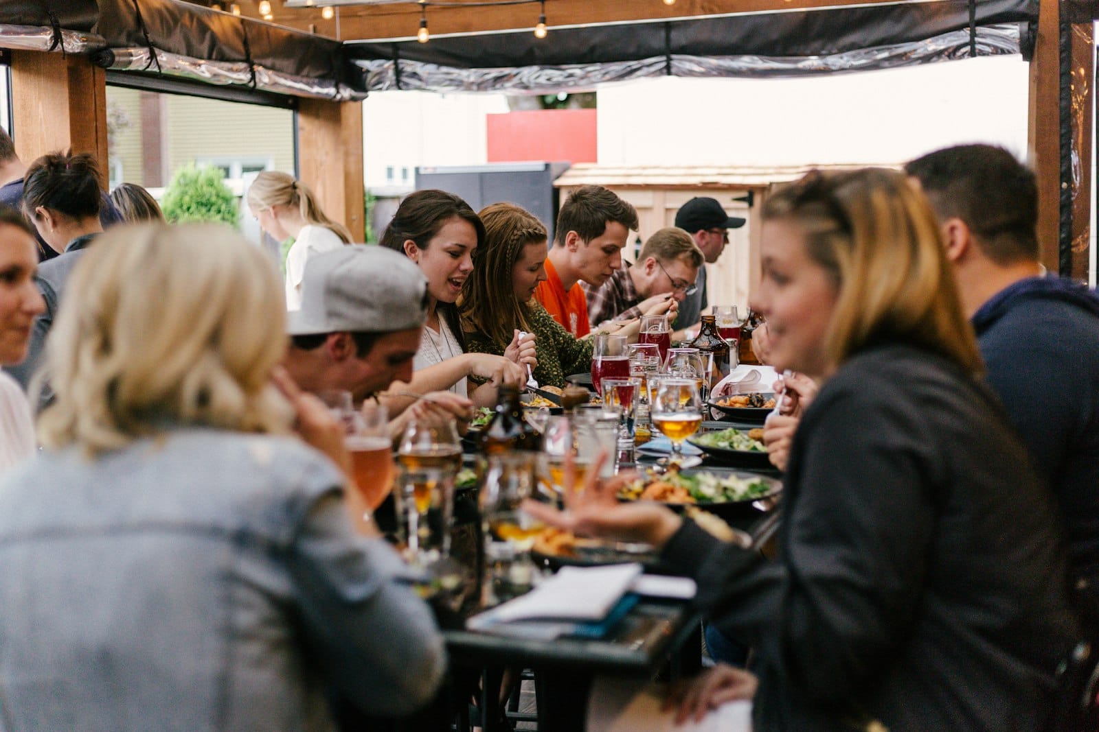 Friends enjoying a plant-based meal together