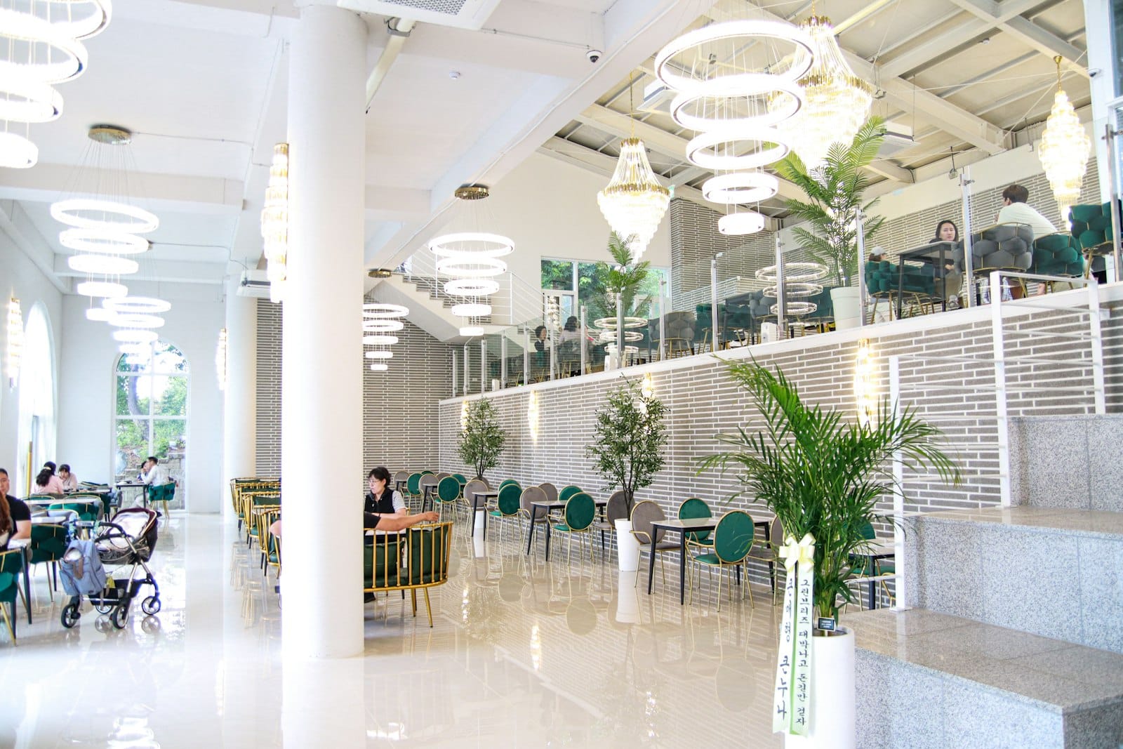 A bright, modern cafe interior