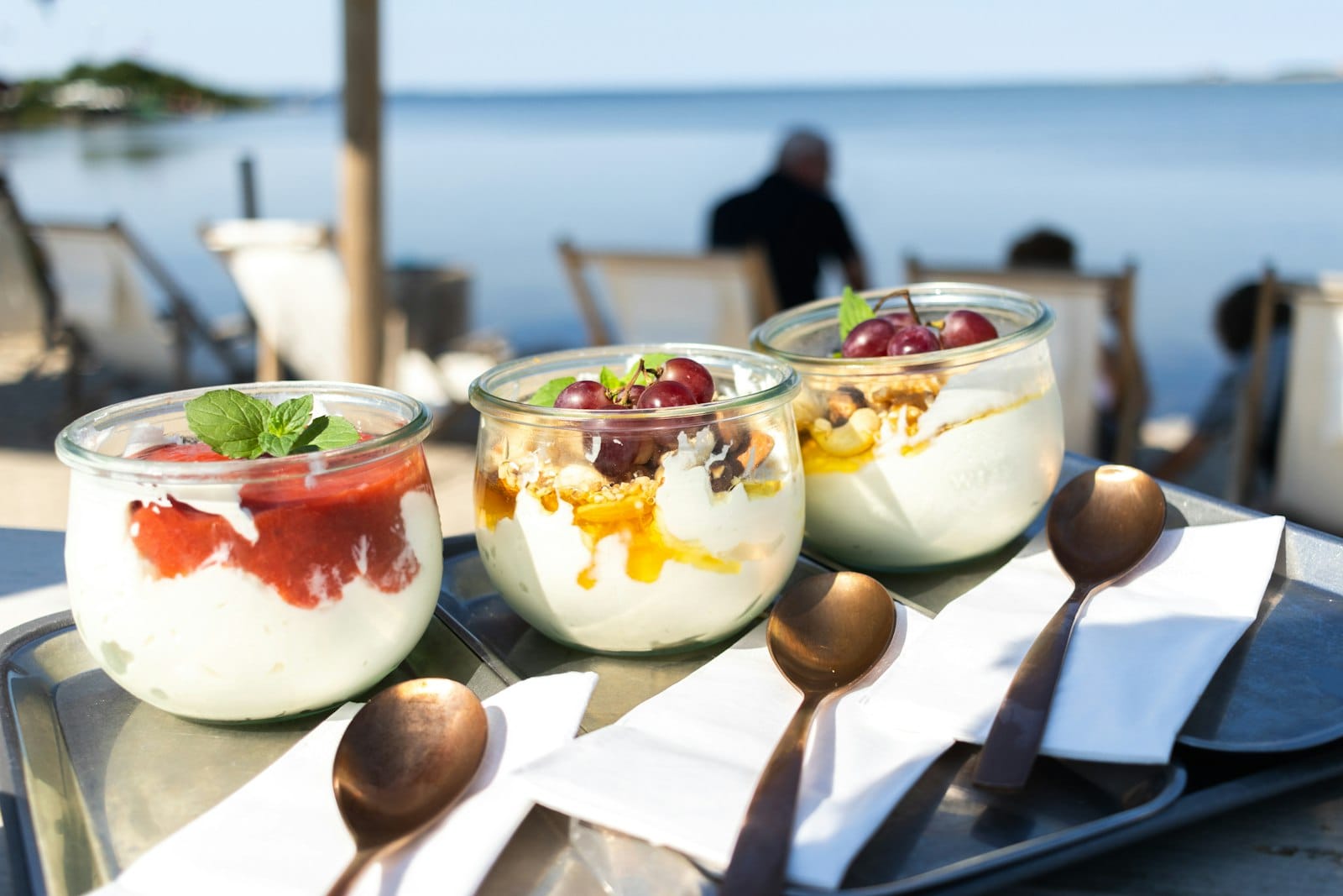 A smoothie bowl by the beach