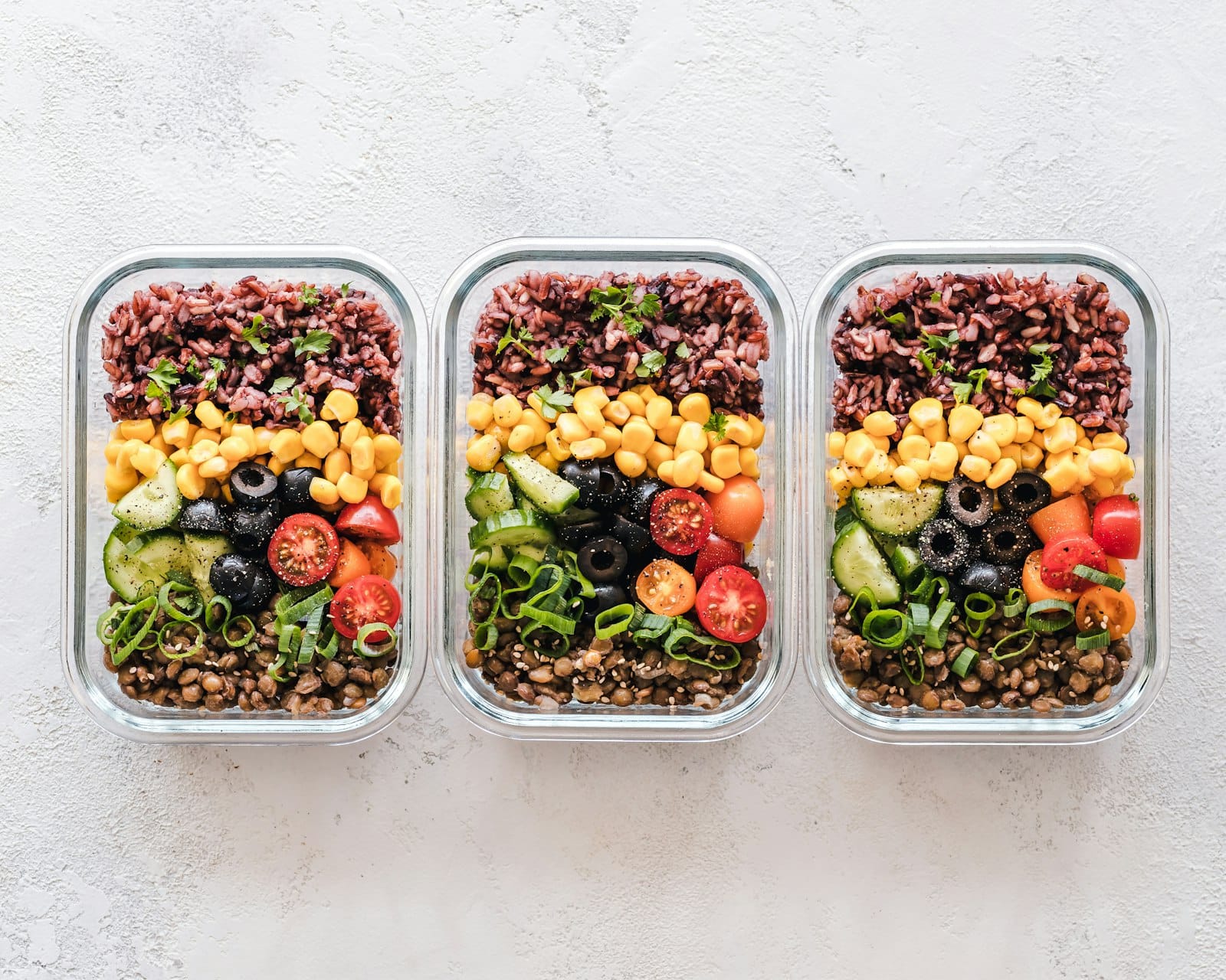 Vegan meal prep in containers