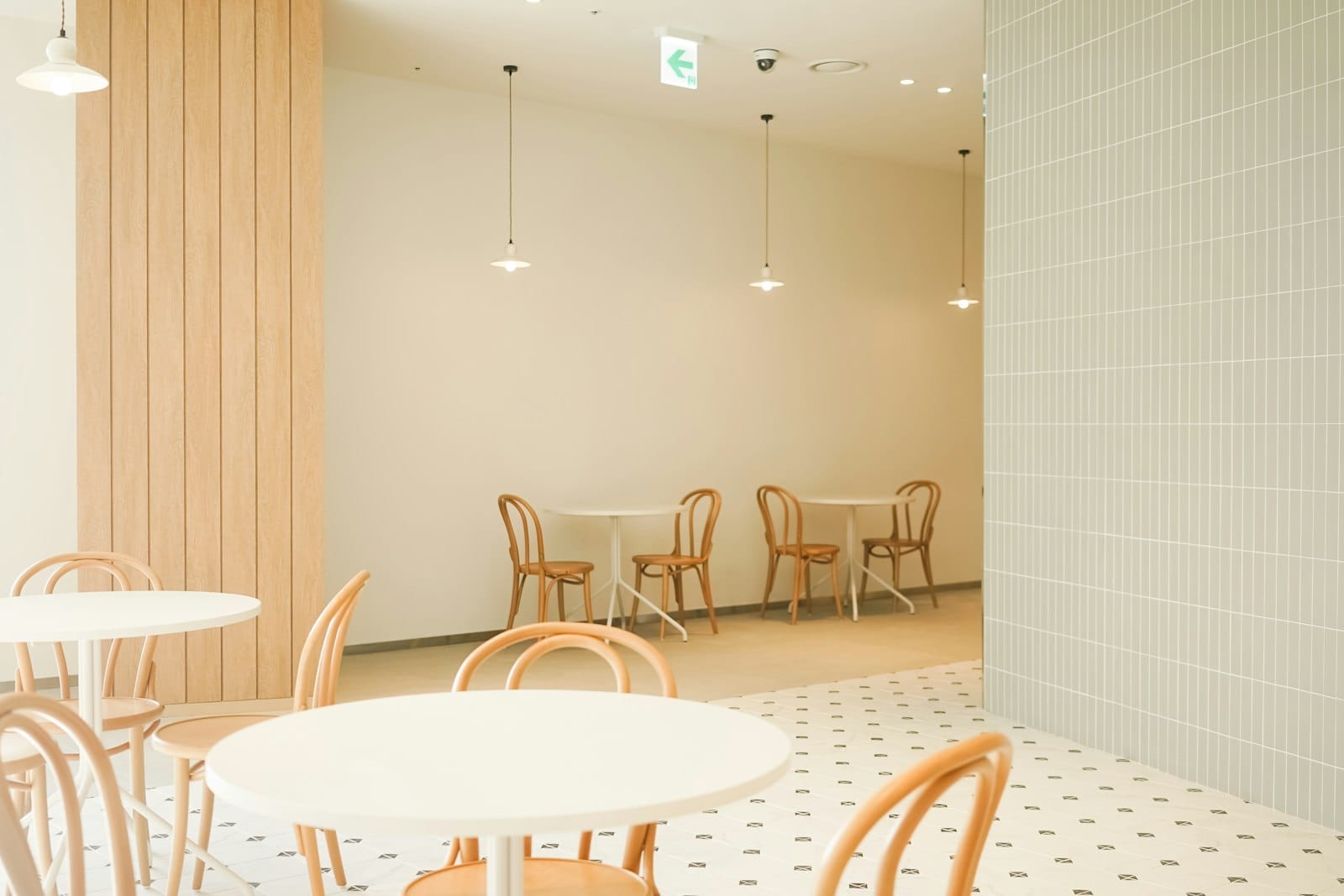 A bright cafe interior in the morning