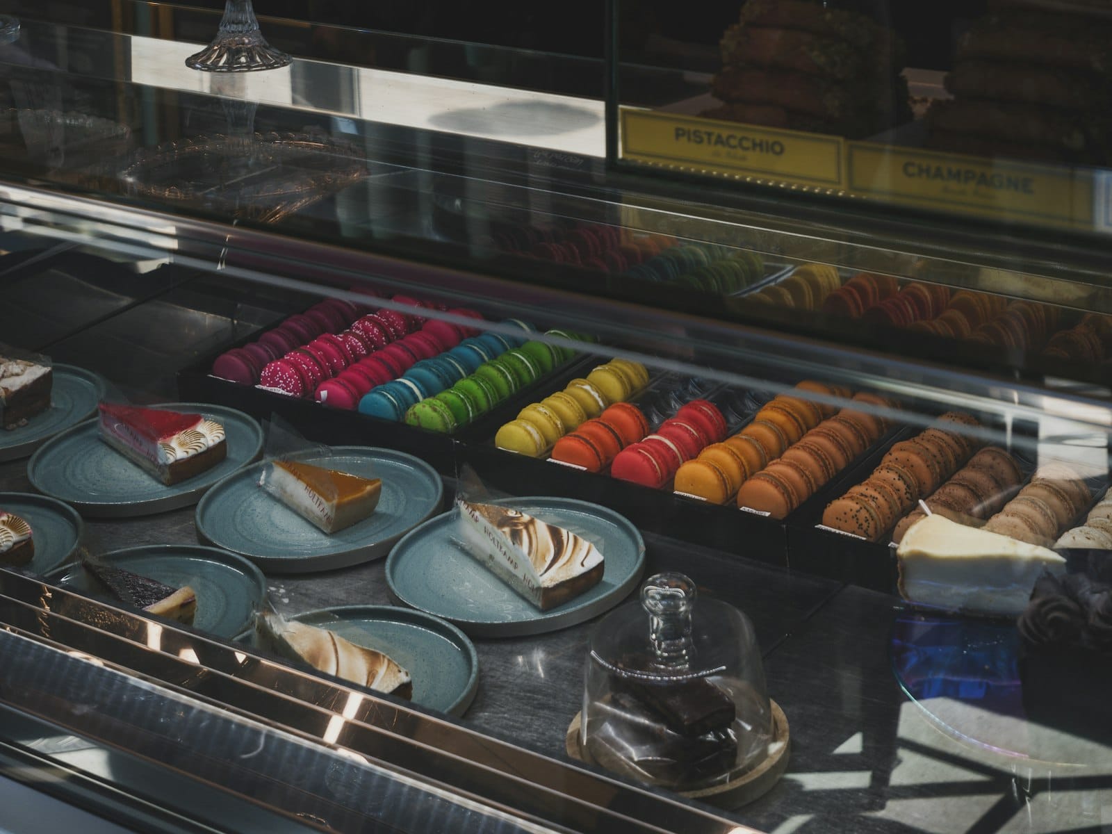 A colourful gelato display case