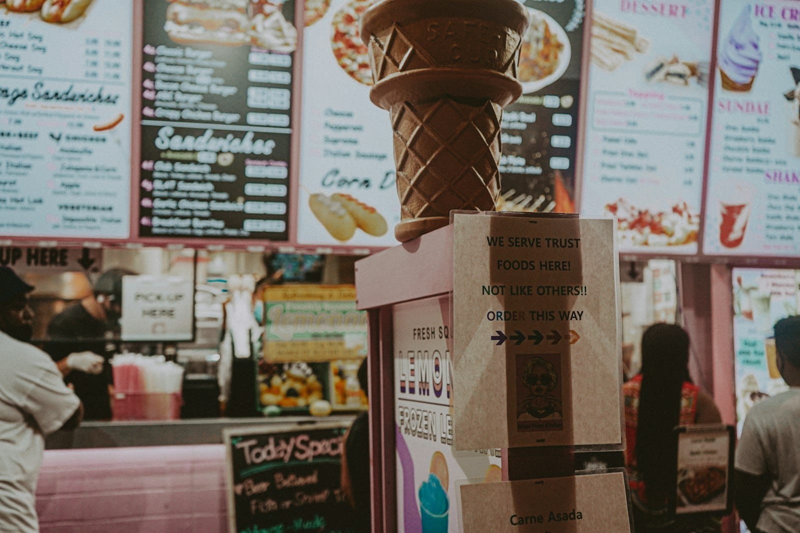 A gelato shop counter