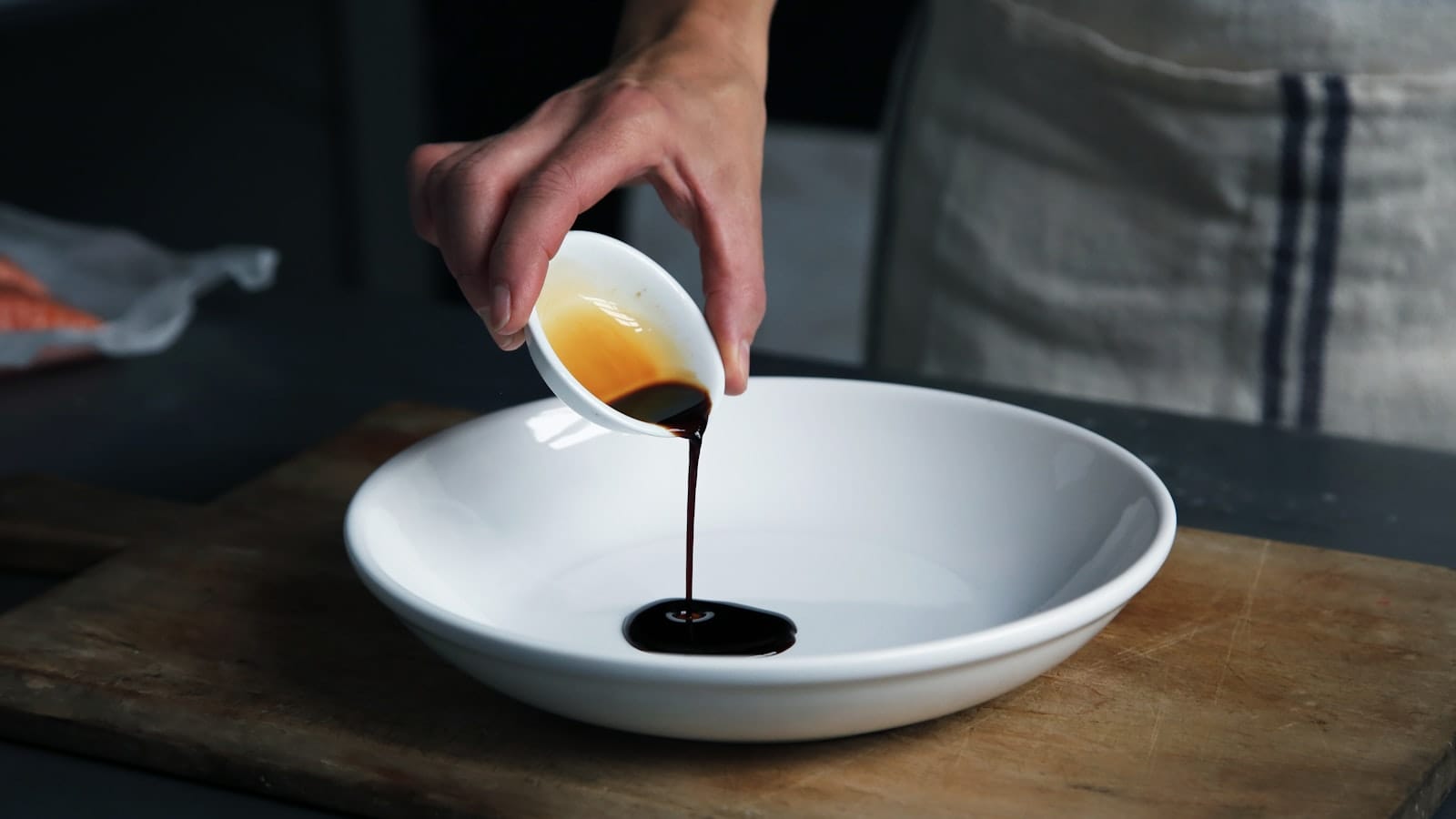 A glazed dish with sauce