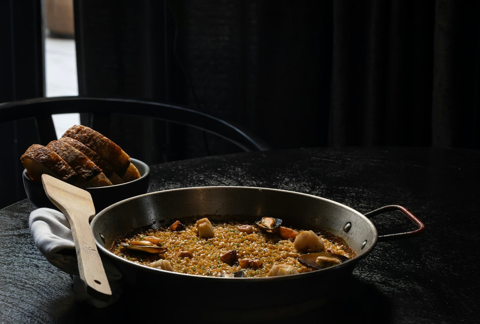 A Spanish paella dish