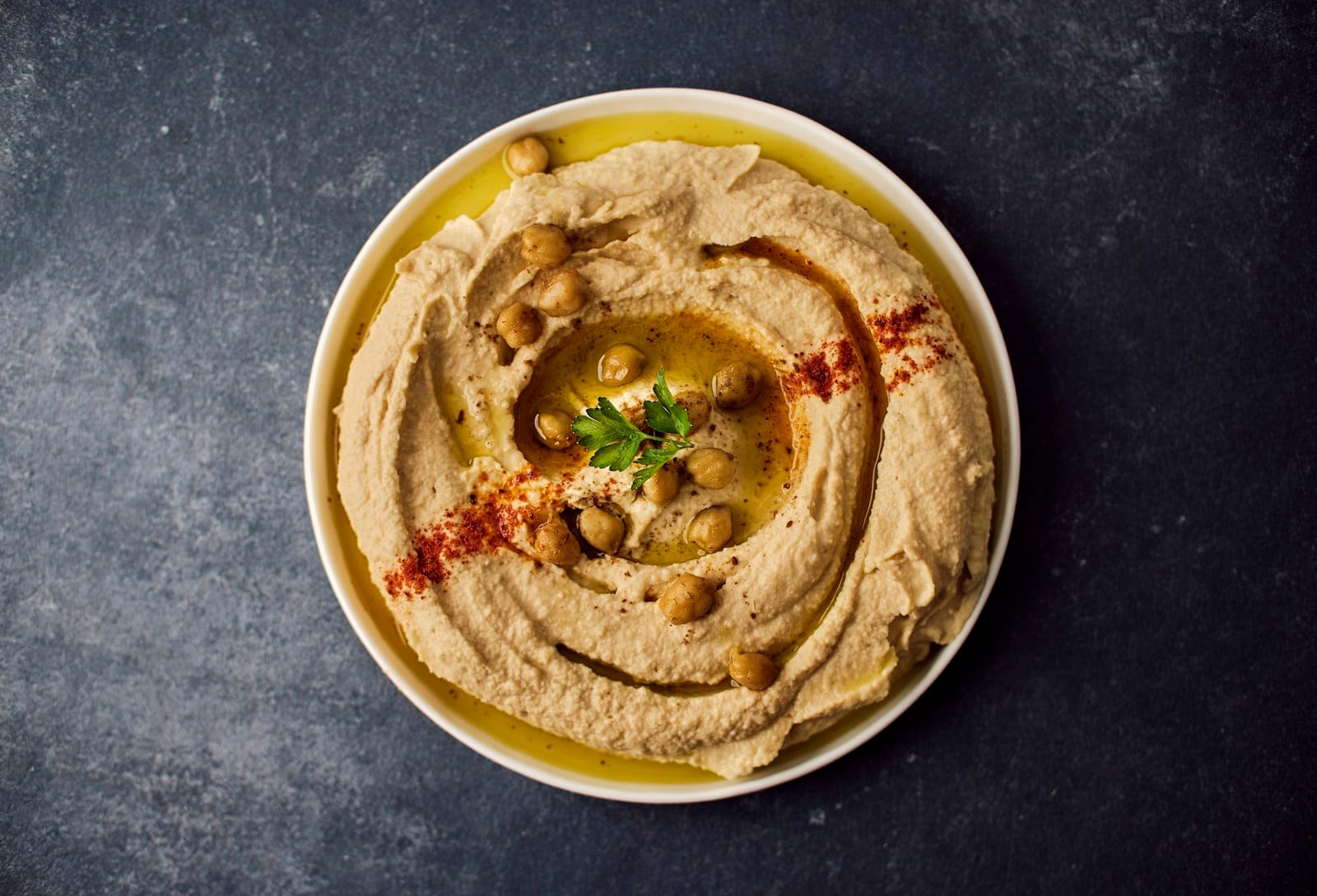 A bowl of hummus chickpea dip